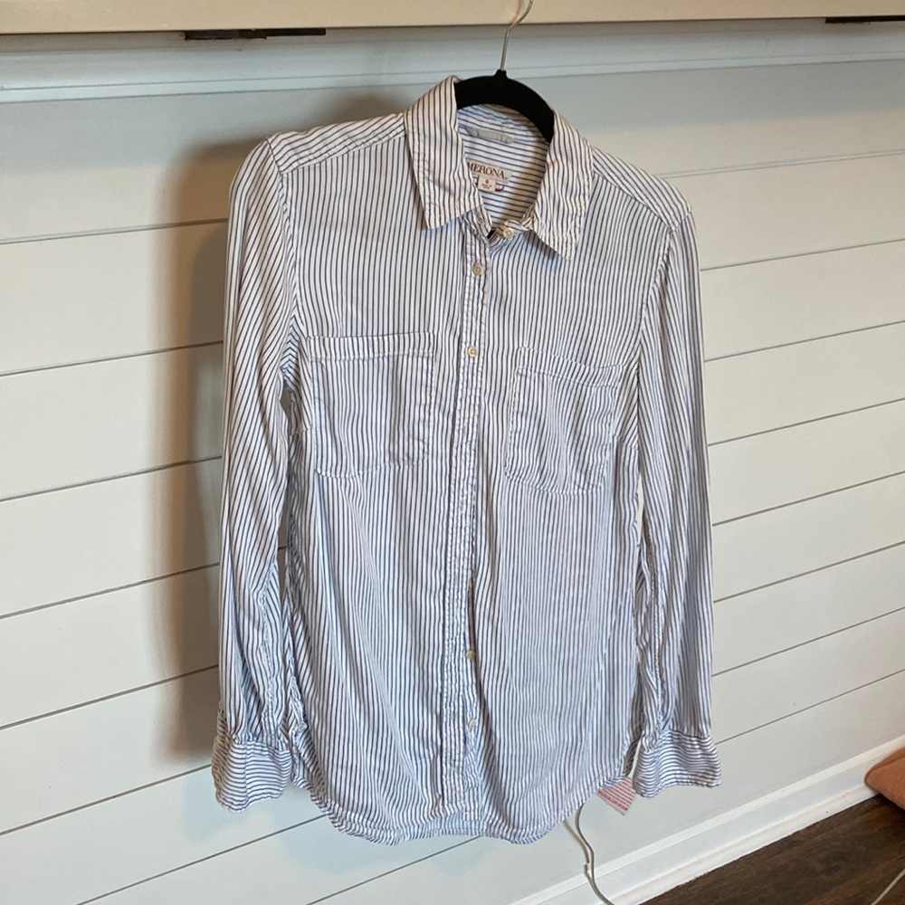 Striped Women’s Button Up Work Top